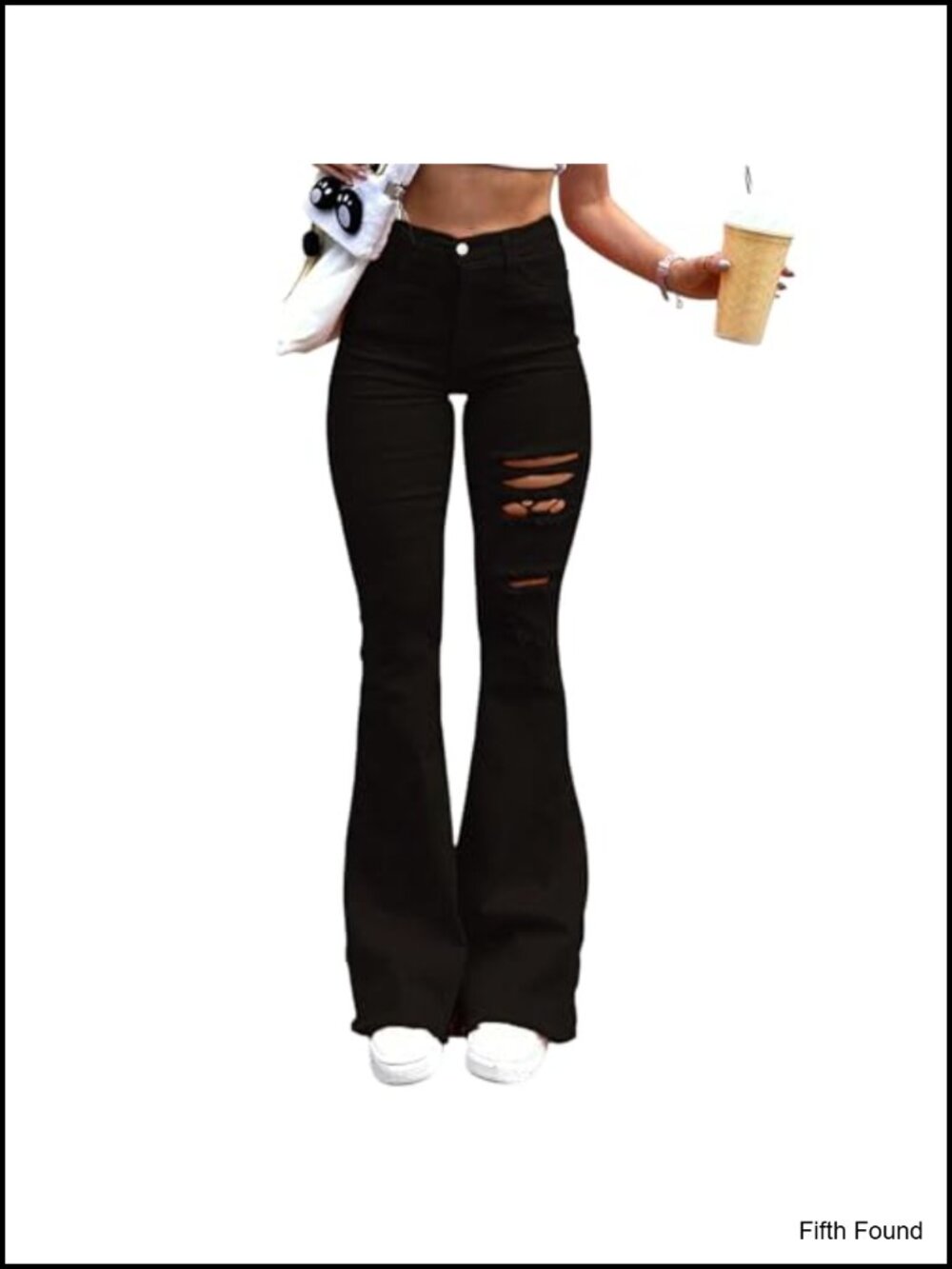 High Waisted Ripped Bootcut Flare Jeans Stretchy Denim Pants